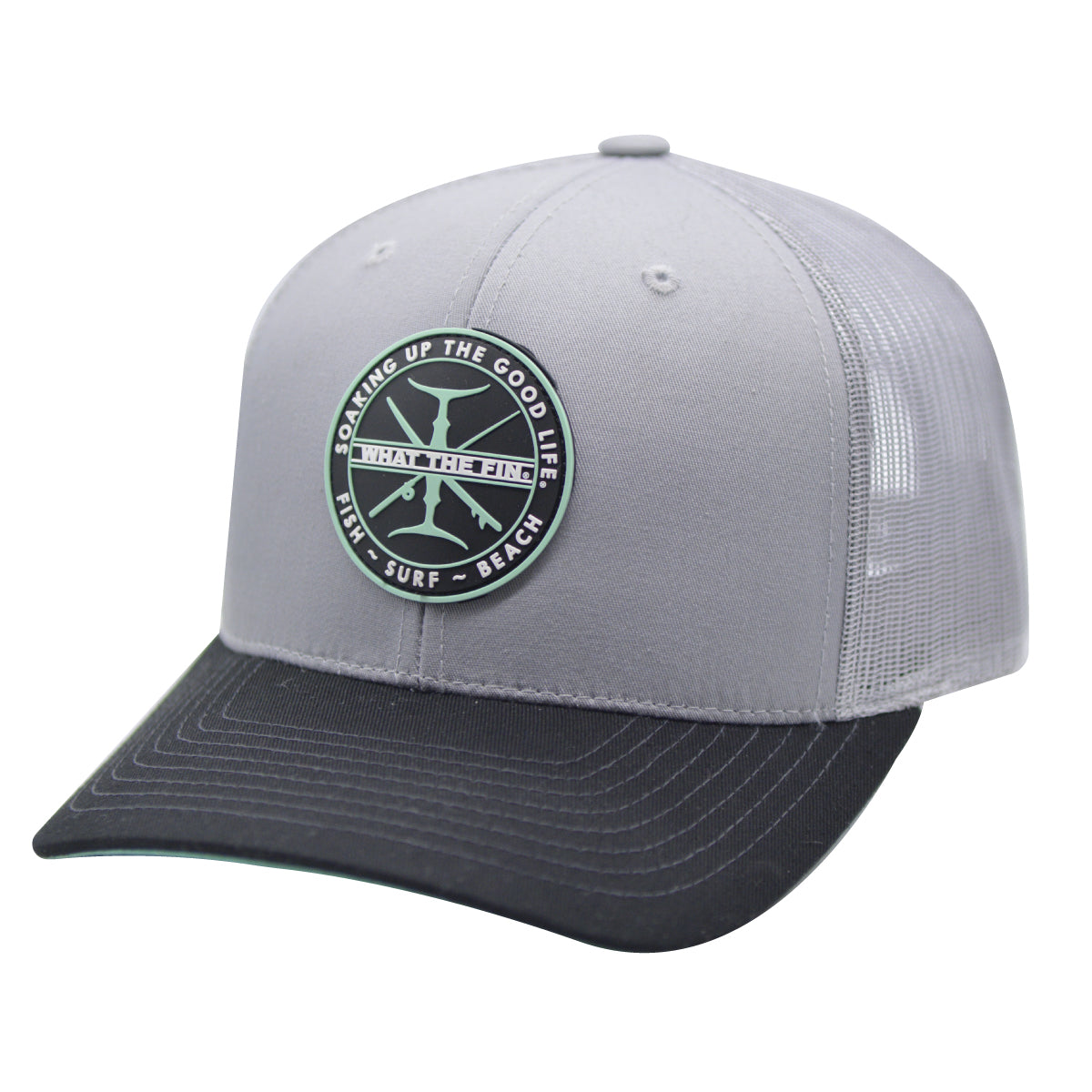 2 Tail Teal Snapback Trucker Hat (Grey/Black)