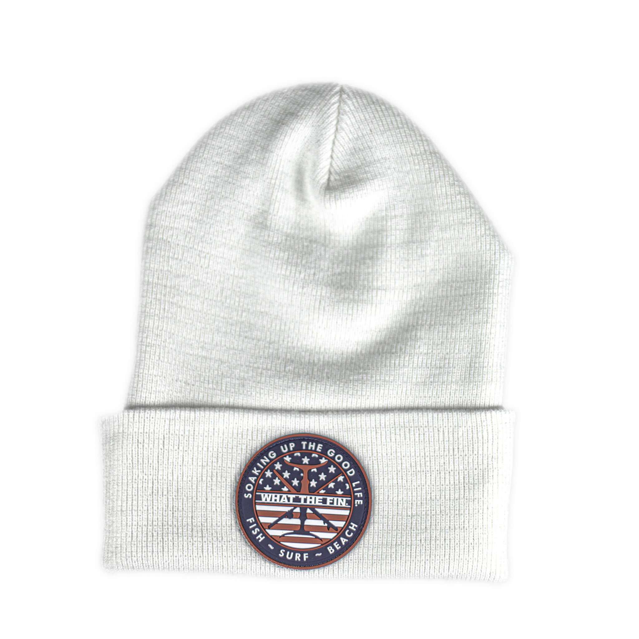 2 Tail USA PVC Patch Beanie (White)