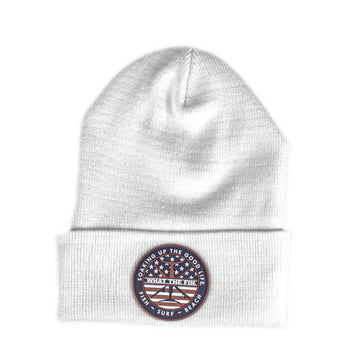 2 Tail USA PVC Patch Beanie (White)