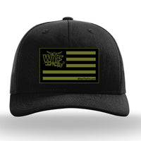 Olive Flag Patch Trucker Hat Black