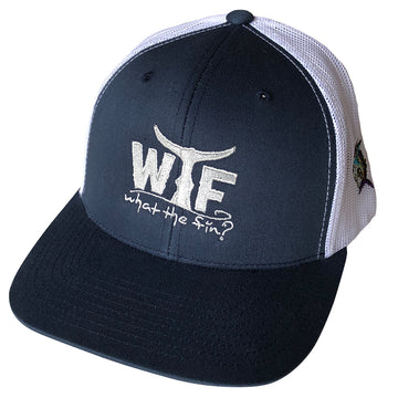 WTF Logo Silver Fin Snapback Trucker Hat N/W