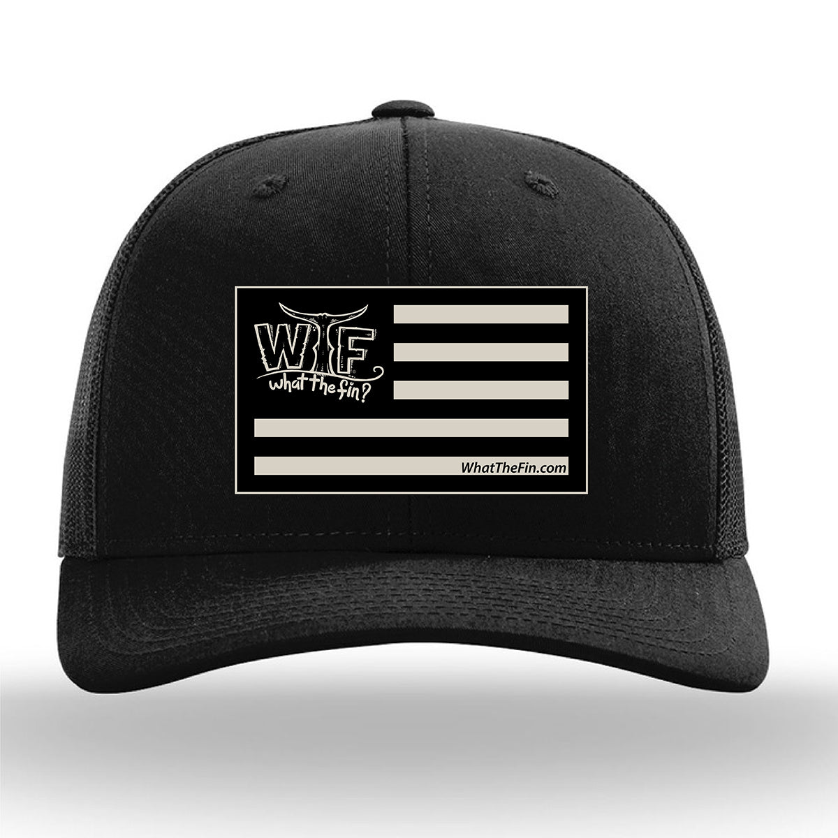 Tan Flag Patch Trucker Hat Black