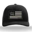 Tan Flag Patch Trucker Hat Black