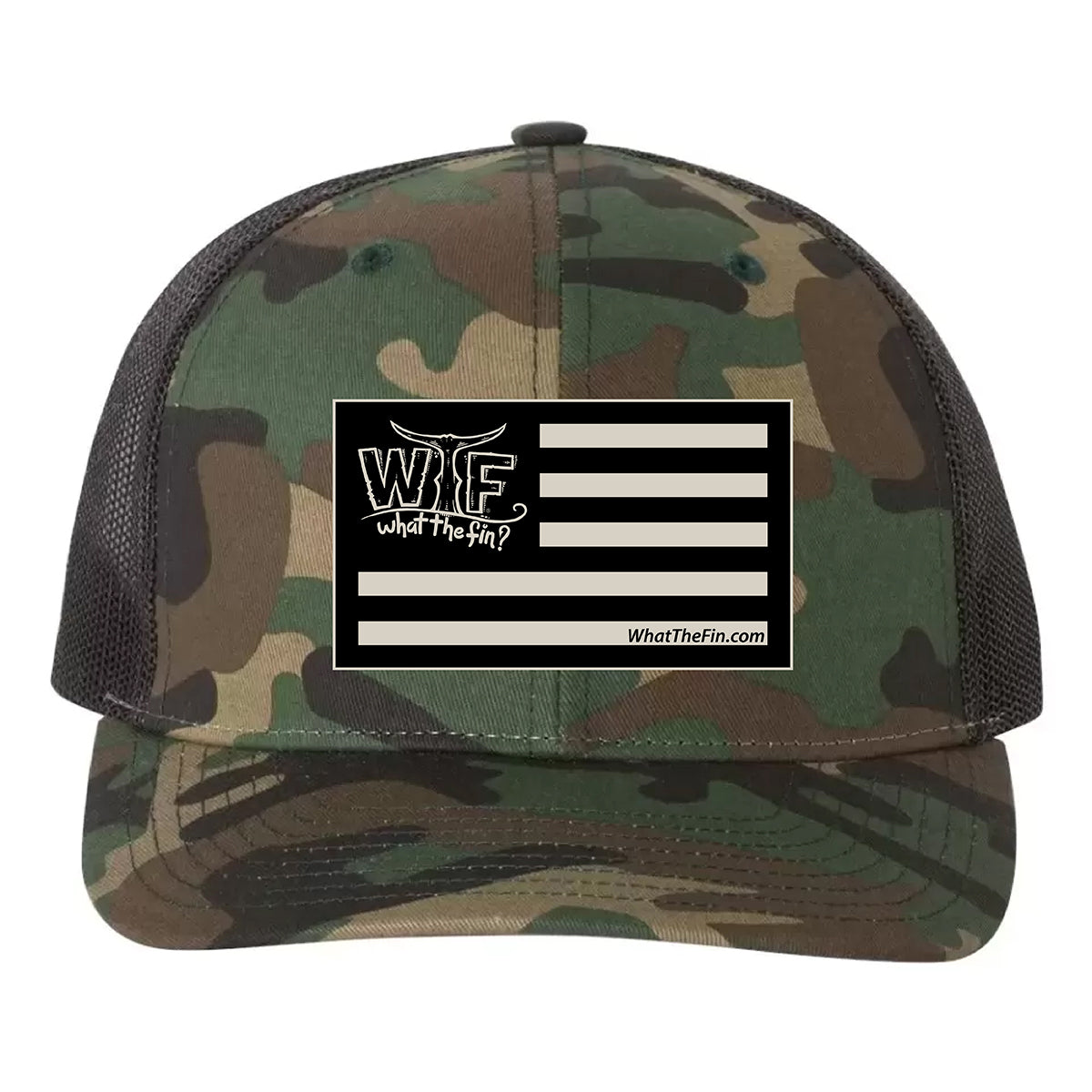 Tan Flag Patch Trucker Hat Camo/B