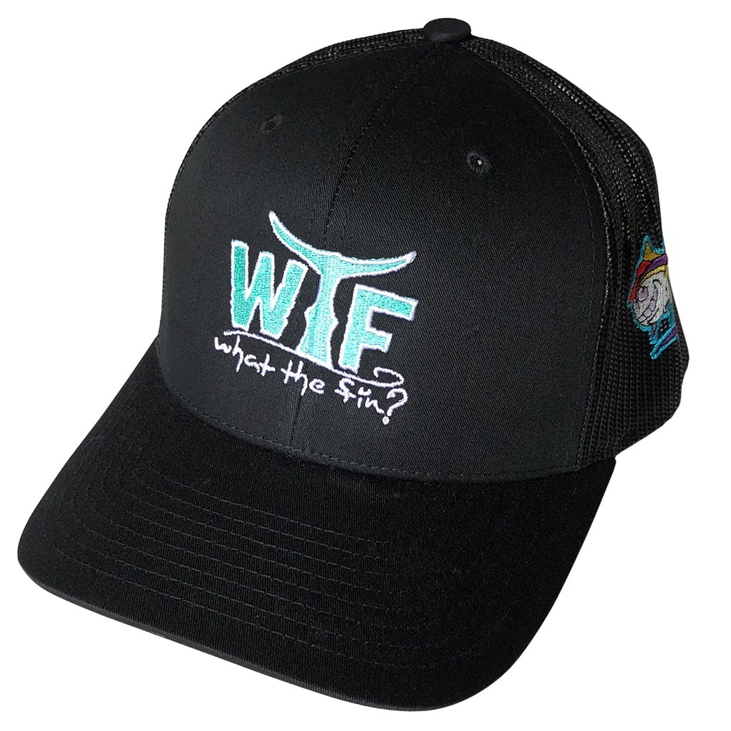 WTF Logo Teal Tide Trucker Hat Black