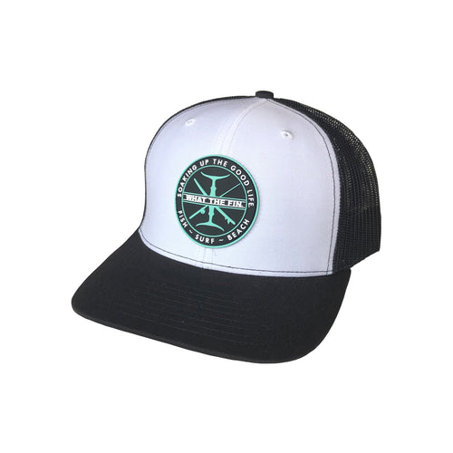 2 Tail Teal PVC Patch Trucker Hat W/B