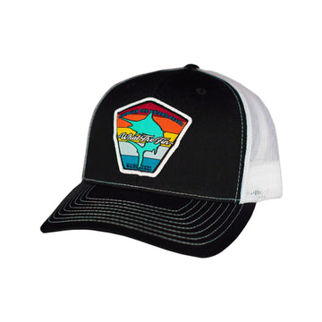 Marlin Sun Patch Snapback Trucker Hat B/W