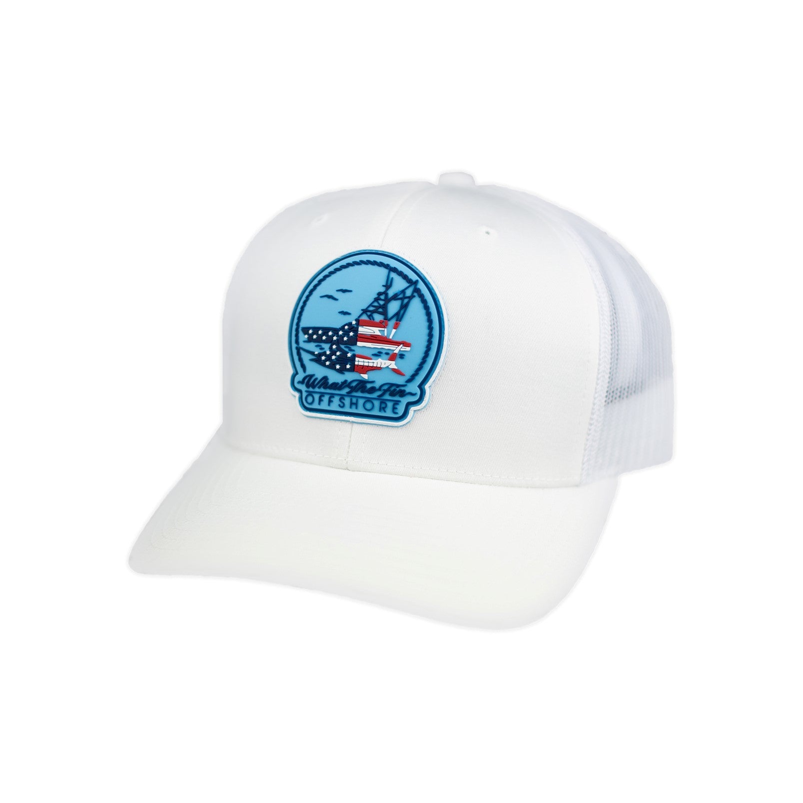Offshore USA PVC Patch Snapback Trucker Hat White