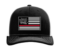Fin Line Red Patch Trucker Hat B/W