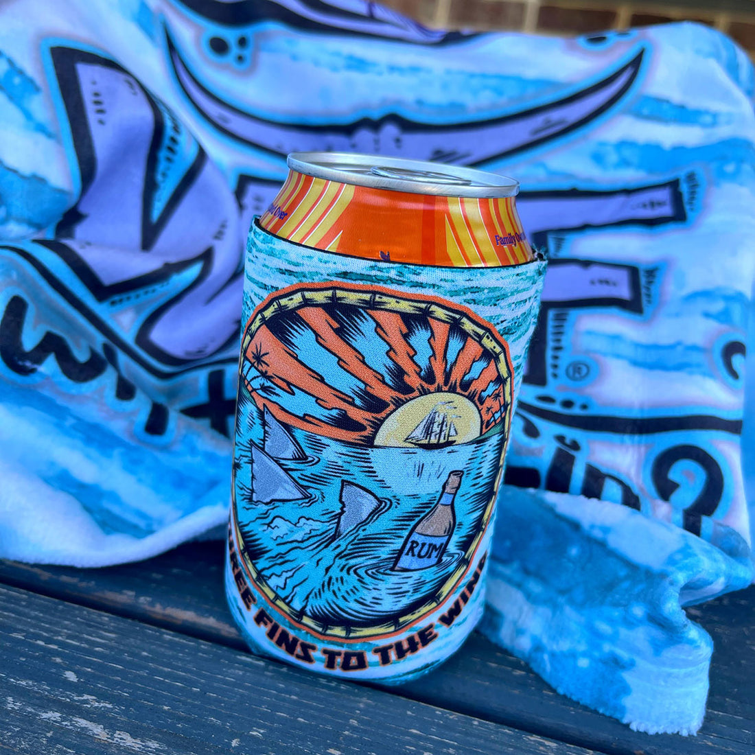 3 Fins to the Wind Koozie (ID:I16)